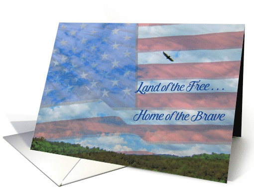 Land of the Free Military family Thank you, American flag & Eagle card