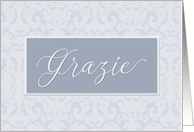 Business Thank You, Grazie Italian Blue Gray card