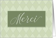 Business Thank You, Merci French Green Diamonds card