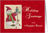Newspaper Carrier Holiday Greetings Snowman card