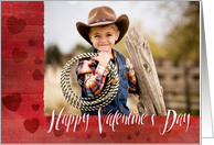 Valentine’s Day Red Barnwood Hearts Custom Photo card