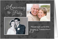 Anniversary Party Invitation - Photo Card - Silver, Black card