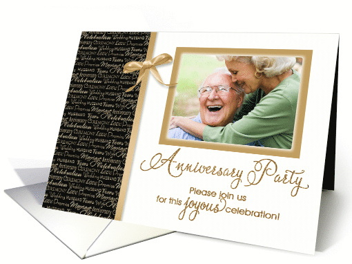 50th Anniversary Party Invitation Gold Black White card (778624)