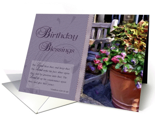 Birthday Blessings - Floral, Bible Verse card (828582)