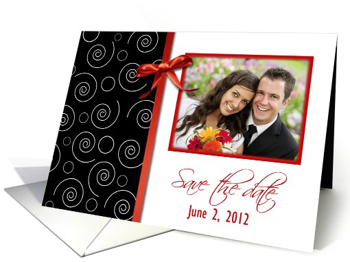 Save the Date, Red & Black, Photo Card Template card (836007)