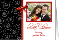 Bridal Shower, Red & Black, Photo Card Template card