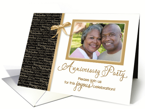 Anniversary Party, Gold & Black, Photo Card Template card (836035)