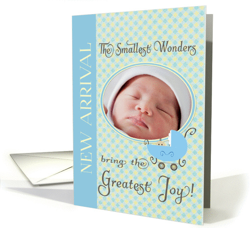 New Baby Announcement, Blue - Photo Card Template card (838257)