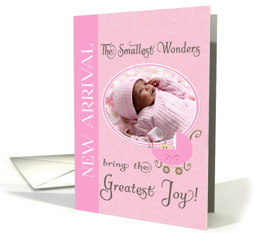 New Baby Announcement, Pink - Photo Card Template card (838280)