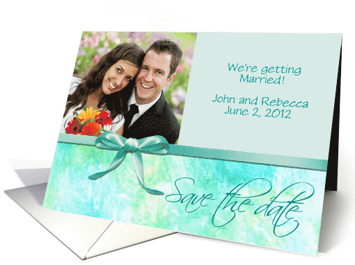 Save the Date Watercolor Photo Card Template card (838340)