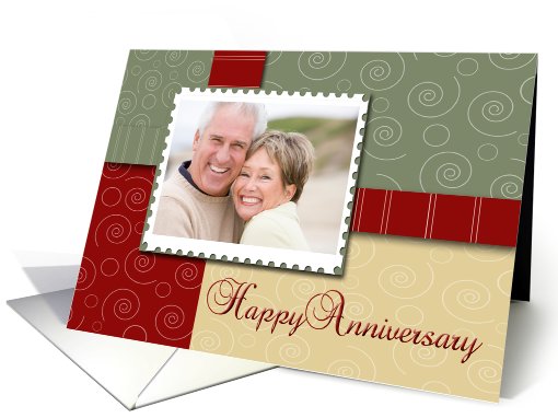 Happy Anniversary, Spouse - Red, Green - Photo Card Template card