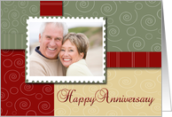 Happy Anniversary, Spouse - Red, Green - Photo Card Template card