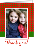 Red/Green Photo Card-Thank you for Christmas Gift card