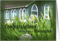 Congratulations on Becoming a Monsignor Church with Stain Glass card