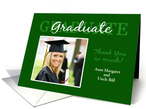Green Graduation Thank You - Custom Photo card (939055)