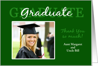 Green Graduation Thank You - Custom Photo Card