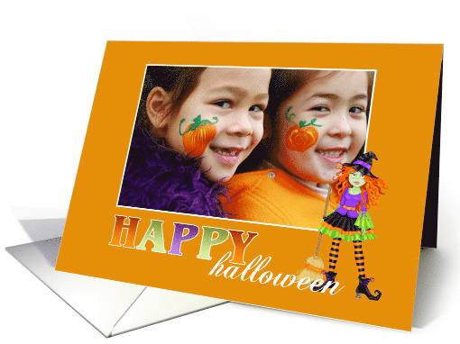 Happy Halloween Crazy Witch Custom Photo card (943077)