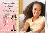 Young Ethnic Girl’s Age & Name Specific A Birthday Party Invitation card