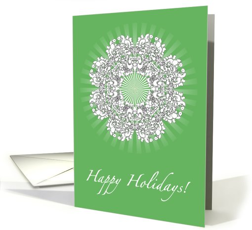 Happy Holidays Snowflake on Green card (538923)