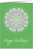 Happy Holidays Snowflake on Green card