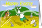 Funny easter bunny race card, Fat Cat and Duncan card