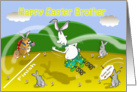 Funny easter bunny race Brother card, Fat Cat and Duncan card