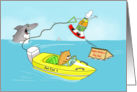 Fathers Day Dad Funny Water Skiing With Shark card