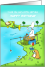 Funny Birthday Nephew Fisherman With Fish Stealing Sandwich card