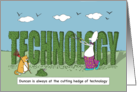 Funny Cutting Hedge of Technology Happy Birthday card