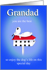 Relaxed Dog laying on Bird House Happy Father’s Day Grandad card