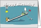 Funny rowing boat card, happy birthday, Fat Cat and Duncan card