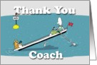 Funny rowing boat card, thank you coach, Fat Cat and Duncan card