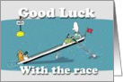 Funny rowing boat card, good luck with the race, Fat Cat and Duncan card