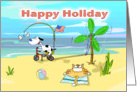 Funny happy holiday card, Fat Cat and Duncan card