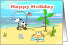 Funny happy holiday labor day card, Fat Cat and Duncan card