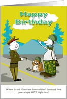 Funny soldier happy holiday birthday card, Fat Cat and Duncan card