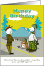 Funny soldier happy holiday birthday card, Fat Cat and Duncan card