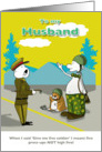 Funny happy birthday husband soldier card, Fat Cat and Duncan card