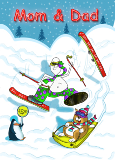 Funny skiing Mom &...