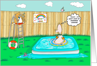 Coronavirus Funny Swimming Lessons In The Garden card