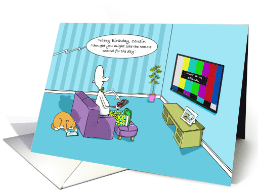 Funny Birthday Day Cousin With Remote Control card (1624710)