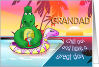 Grandad Fathers day chill our pool humor dinosaur card