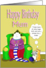 Mum funny happy birthday, knitting lady card