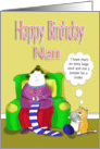 Nan funny happy birthdy Cat Knitting card