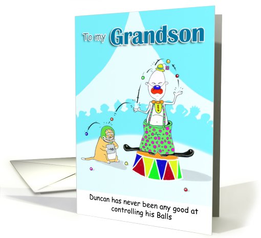 funny clown, Grandson father's day card (627438)