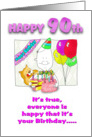 Funny 90th Birthday with cake card