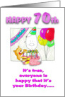 Funny 70th Birthday with cake card