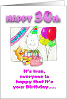 Funny 30th Birthday with cake card