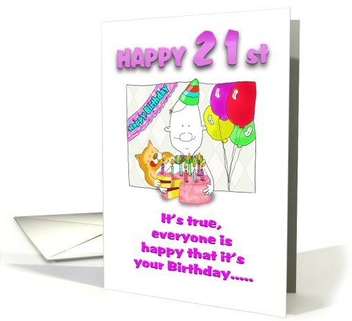 Funny 21st Birthday with cake card (668803)