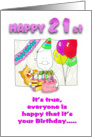 Funny 21st Birthday with cake card